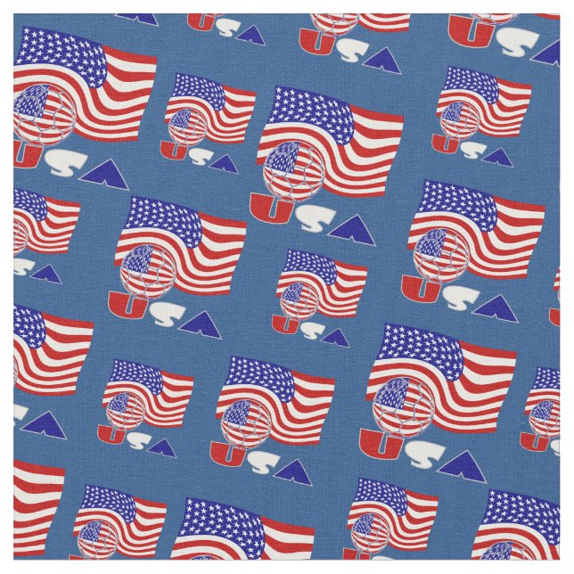 United Staaten Flag USA Soccer Ball Blue Hintergru Stoff (Nahaufnahme)