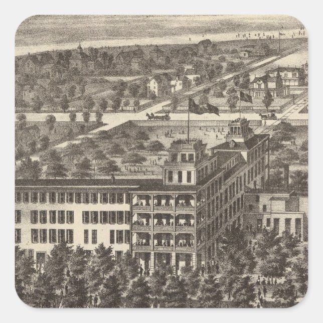 United Staaten Hotel, Atlantic City, NJ Quadratischer Aufkleber (Vorderseite)