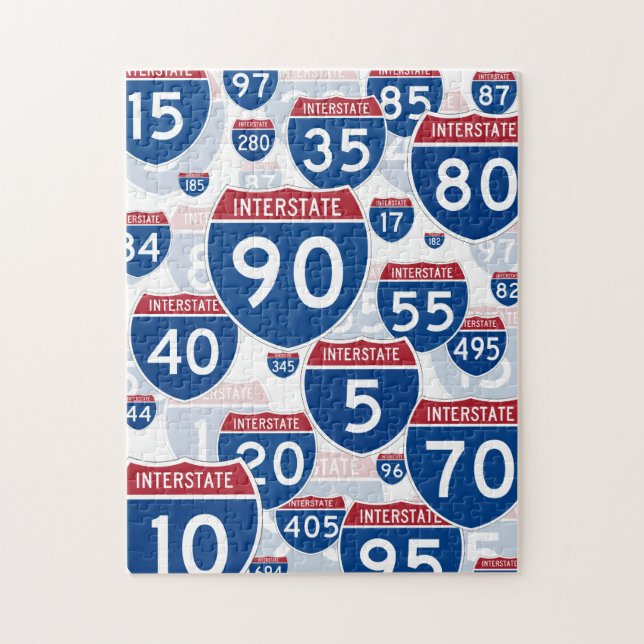 United Staaten Interstate Highway Signs Puzzle (Vertikal)