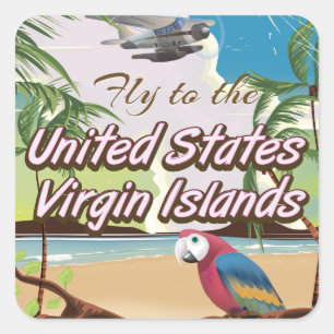 United Staaten Jungfrau Islands Vintage Reiseplaka Quadratischer Aufkleber