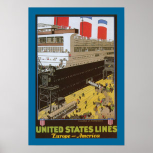 United Staaten Line, Leviathan bei Dock Poster