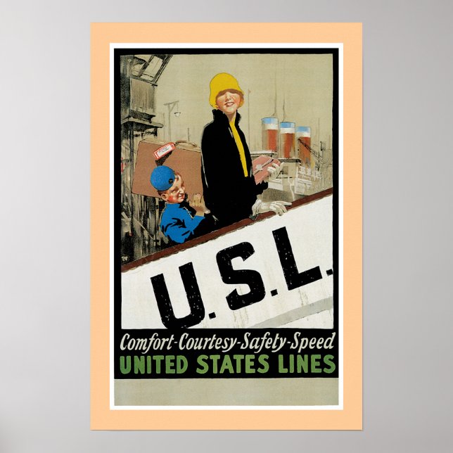 United Staaten Line U. S. L. Poster (Vorne)