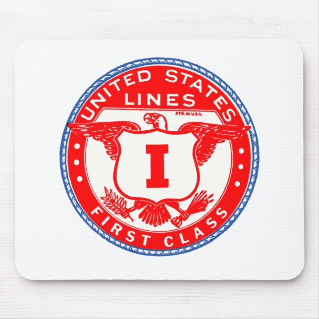 United Staaten Lines First Class Label Mousepad (Vorne)