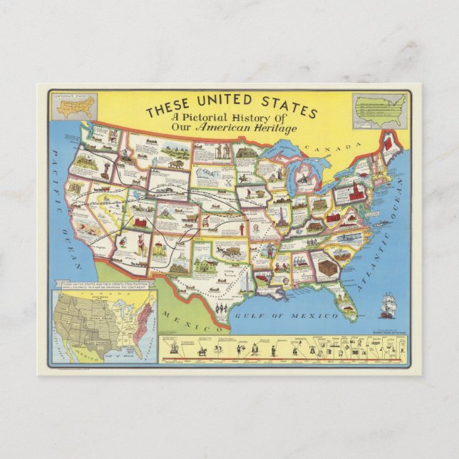 United Staaten Map - American Heritage Postkarte (Vorderseite)