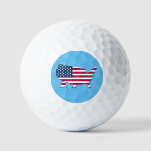 United Staaten Map and Flag Red White and Blue Golfball