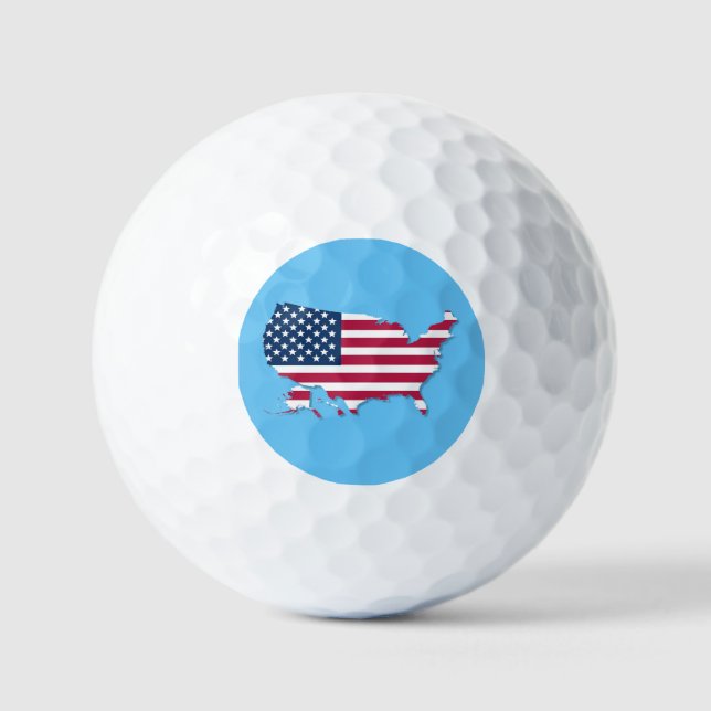 United Staaten Map and Flag Red White and Blue Golfball (Vorderseite)