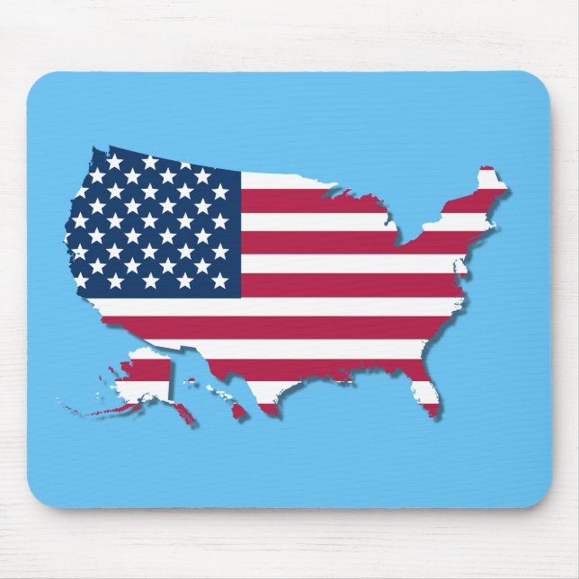 United Staaten Map and Flag Red White and Blue Mousepad (Vorne)