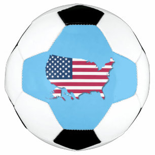 United Staaten Map and Flag Red White Blue Fußball