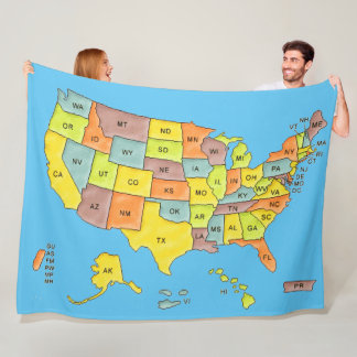 United Staaten Map Fleece Blanket