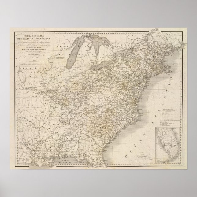 United Staaten Map mit den Siedlungen Poster (Vorne)