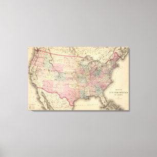 United Staaten Map mit Pony Express Route Leinwanddruck