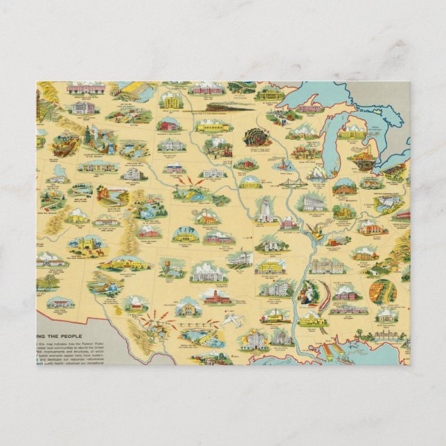 United Staaten Map Postkarte (Vorderseite)