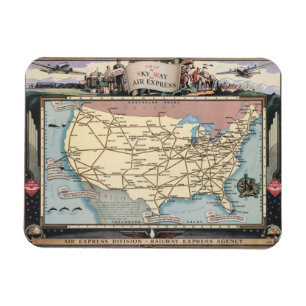United Staaten Map Shipping the Skyway via Air Exp Magnet