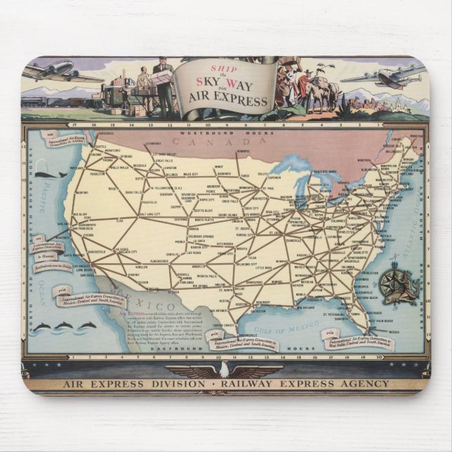 United Staaten Map Shipping the Skyway via Air Exp Mousepad (Vorne)