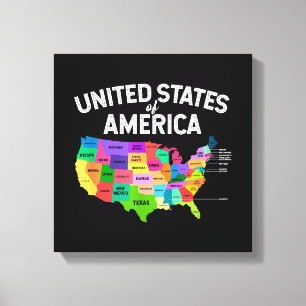 United Staaten Map T - Shirt US Reisegeschenk Leinwanddruck