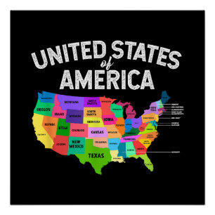 United Staaten Map T - Shirt US Reisegeschenk Poster
