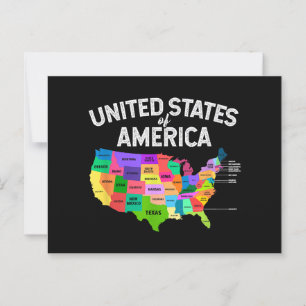 United Staaten Map T - Shirt US Reisegeschenk Postkarte