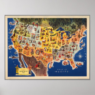 United Staaten Map - Urlaub und Spiel Poster