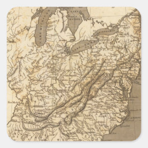United Staaten Map von Arrowsmith Quadratischer Aufkleber