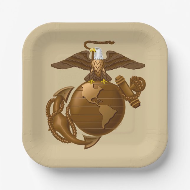 United Staaten Marines | Vollfarbige EGA - Bronze Pappteller (Vorderseite)