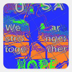 United Staaten Psychedelic Hope: Blue Unity Art Quadratischer Aufkleber