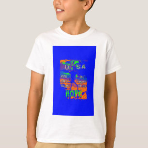 United Staaten Psychedelic Hope: Blue Unity Art T-Shirt