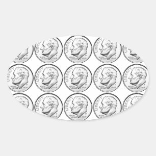 United Staaten Roosevelt Dime Ovaler Aufkleber