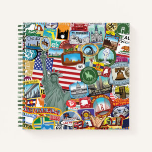 United Staaten Travel Sticker Pattern Notizbuch