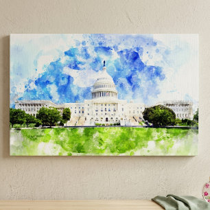 United States Capitol in Washington DC Aquarell Leinwanddruck