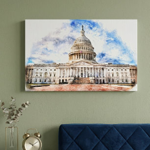 United States Capitol Pastellzeichnung Washington  Leinwanddruck