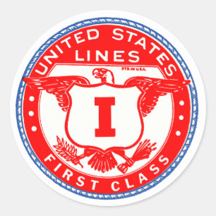 United States Lines Erste Klasse Etikett Runder Aufkleber