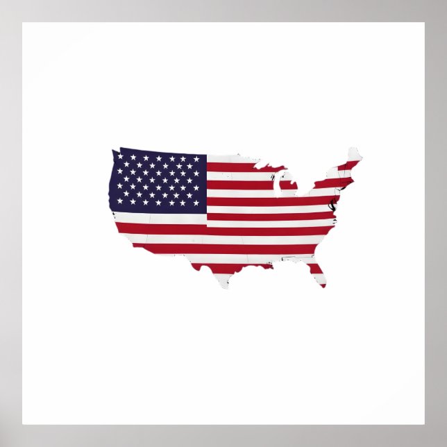 United States Map Filled with American Flag Poster (Vorne)
