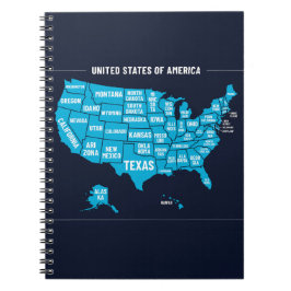 United States Map Teal Minimal Design Notizblock