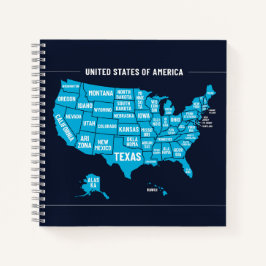 United States Map Teal Minimal Design Notizbuch