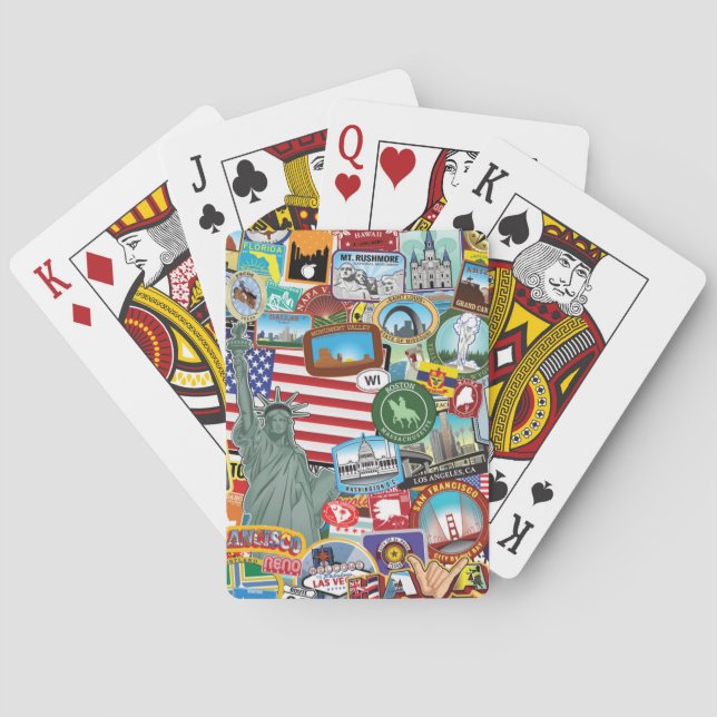 United States Travel Sticker Pattern Spielkarten (Rückseite)