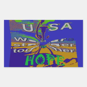 United USA Hope Stronger Together Rechteckiger Aufkleber
