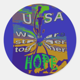 United USA Hope Stronger Together Runder Aufkleber