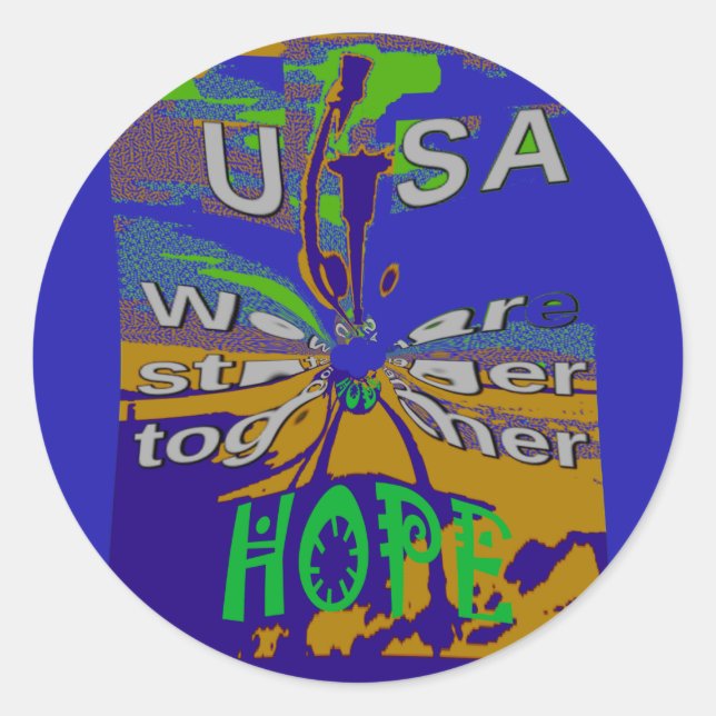 United USA Hope Stronger Together Runder Aufkleber (Vorderseite)