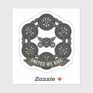 United We Ride Biker Motorrad Reifen Vinyl Aufkleber