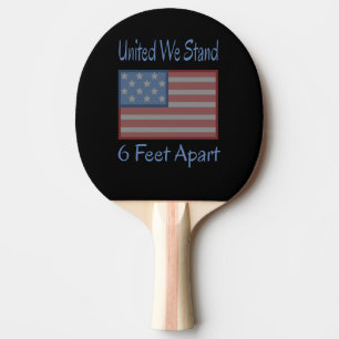 United We Stand 6 Feet Apart USA Flag Tischtennis Schläger