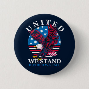 United We Stand - Adler und amerikanische Flagge Button