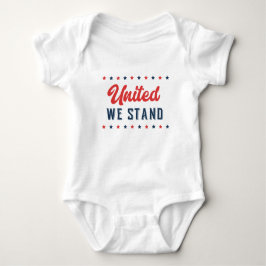United We Stand Patriotic Word Art Baby Strampler