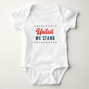 United We Stand Patriotic Word Art Baby Strampler