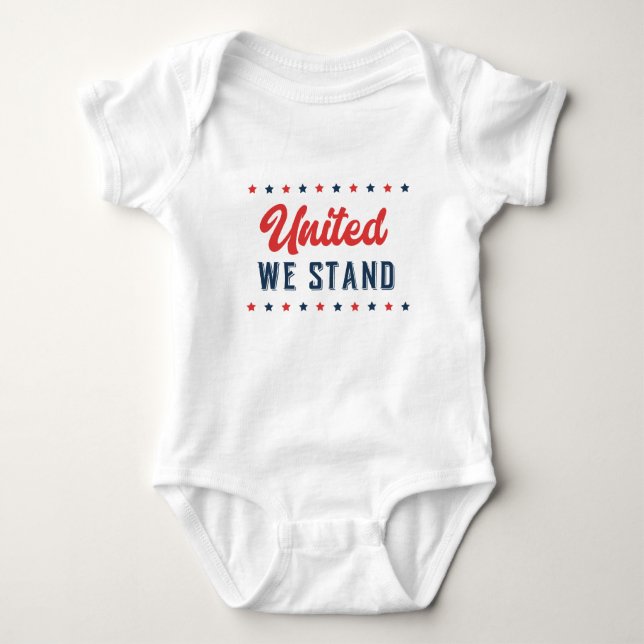 United We Stand Patriotic Word Art Baby Strampler (Vorderseite)