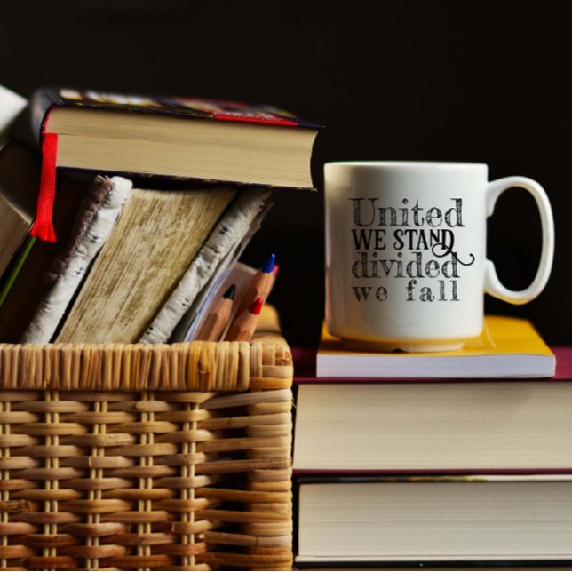 United we steht hinter dem Sprichwort der Förderun Kaffeetasse (Von Creator hochgeladen)