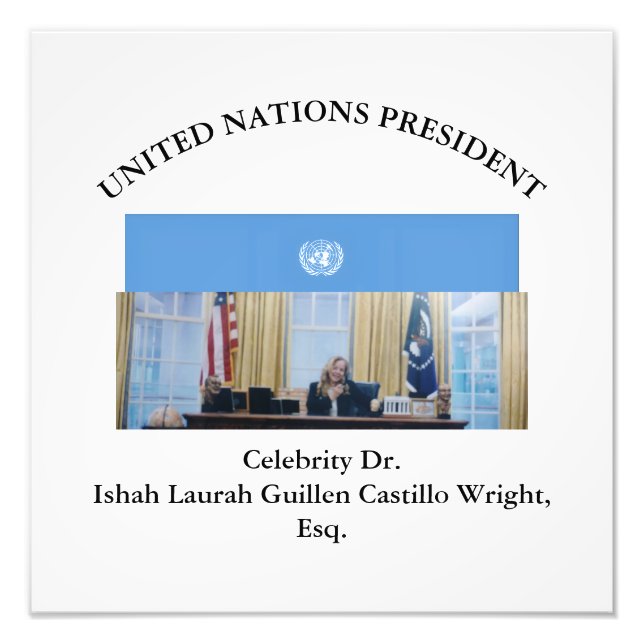 #UNITEDNATIONSPRESIDENT DR. #LAURAHCASTILLOS ESQ. FOTODRUCK (Vorne)