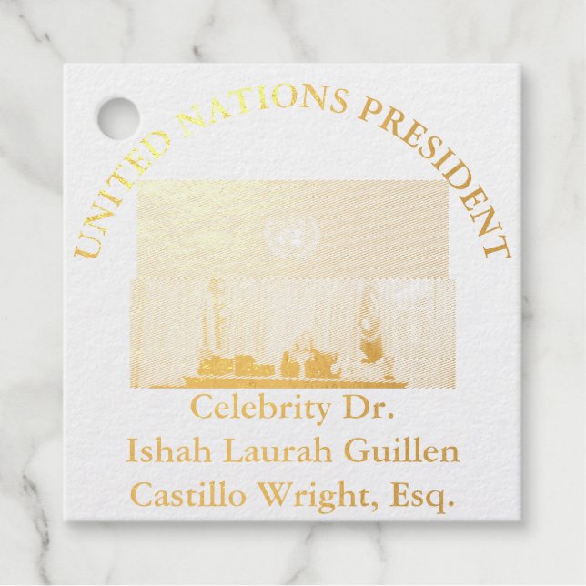 #UNITEDNATIONSPRESIDENT DR. #LAURAHCASTILLOS ESQ. GESCHENKANHÄNGER (Vorderseite)
