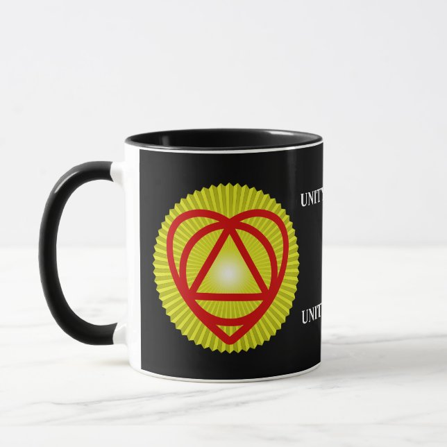 Unitheist-Logo Sonnenburst Tasse (Links)