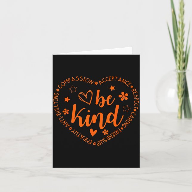 Unity Day Be Kind Kindness Orange Anti Bullying Te Karte (Vorderseite)