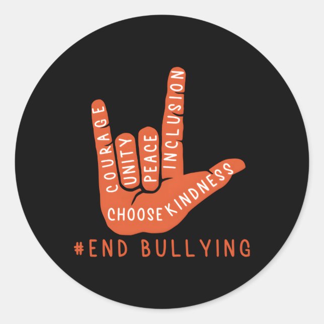 Unity Day Orange 2021 Anti Bullying Liebe Sign Lan Runder Aufkleber (Vorderseite)